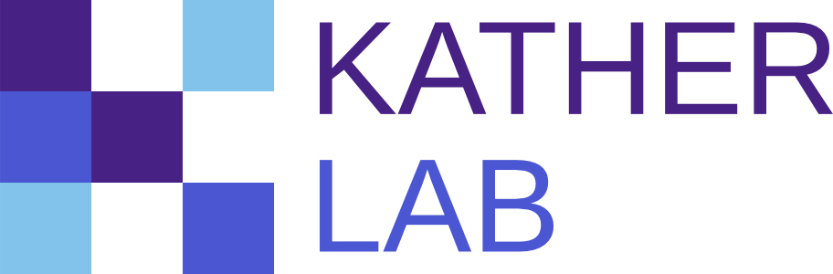 Kather Lab Logo - purple and blue boxes on the left