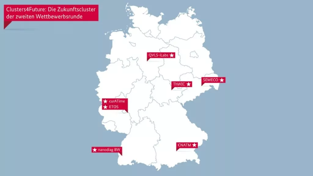Deutschlandkarte mit den Gewinnern der zweiten Förderrunde