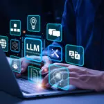 LLM and digital AI tools stock image